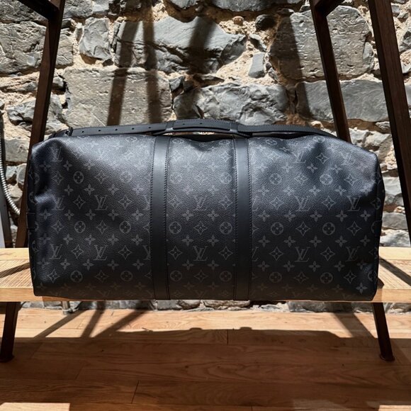 Louis Vuitton Monogram Eclipse Keepall Bandoulière 55 Duffle Bag - Picture 6 of 16